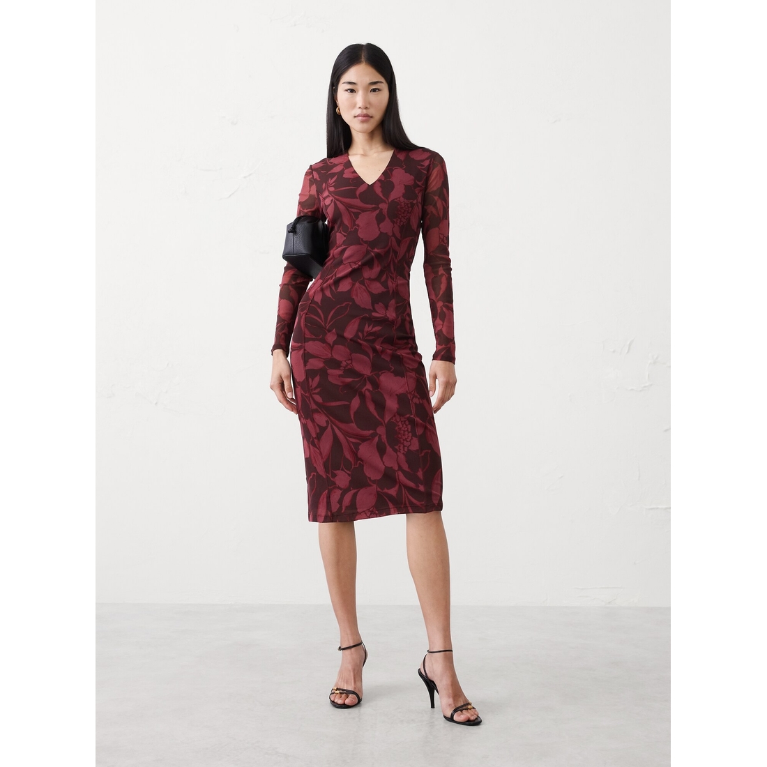 green emerald velvet dress Short Sleeve Classy Knee-Length Party Dress 8524 Navy / Small main image 1