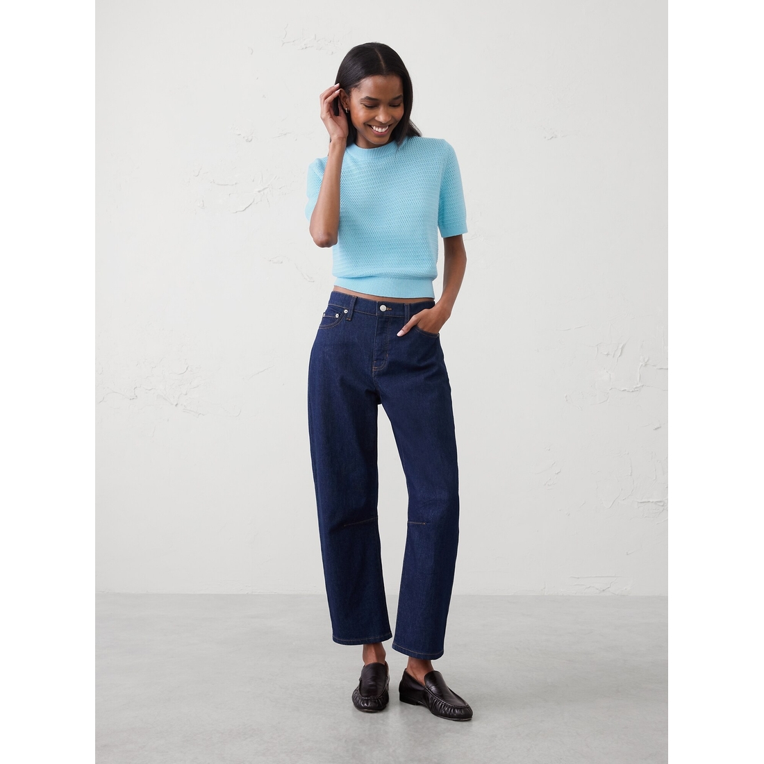 Texture Stitch Cropped Sweater available now at Woodbury Common