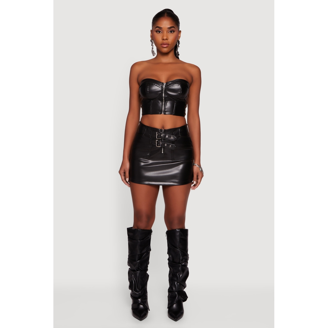 Specialty Women In Leather Mini Skirts Dress Tight Tights Professional Office Outfits