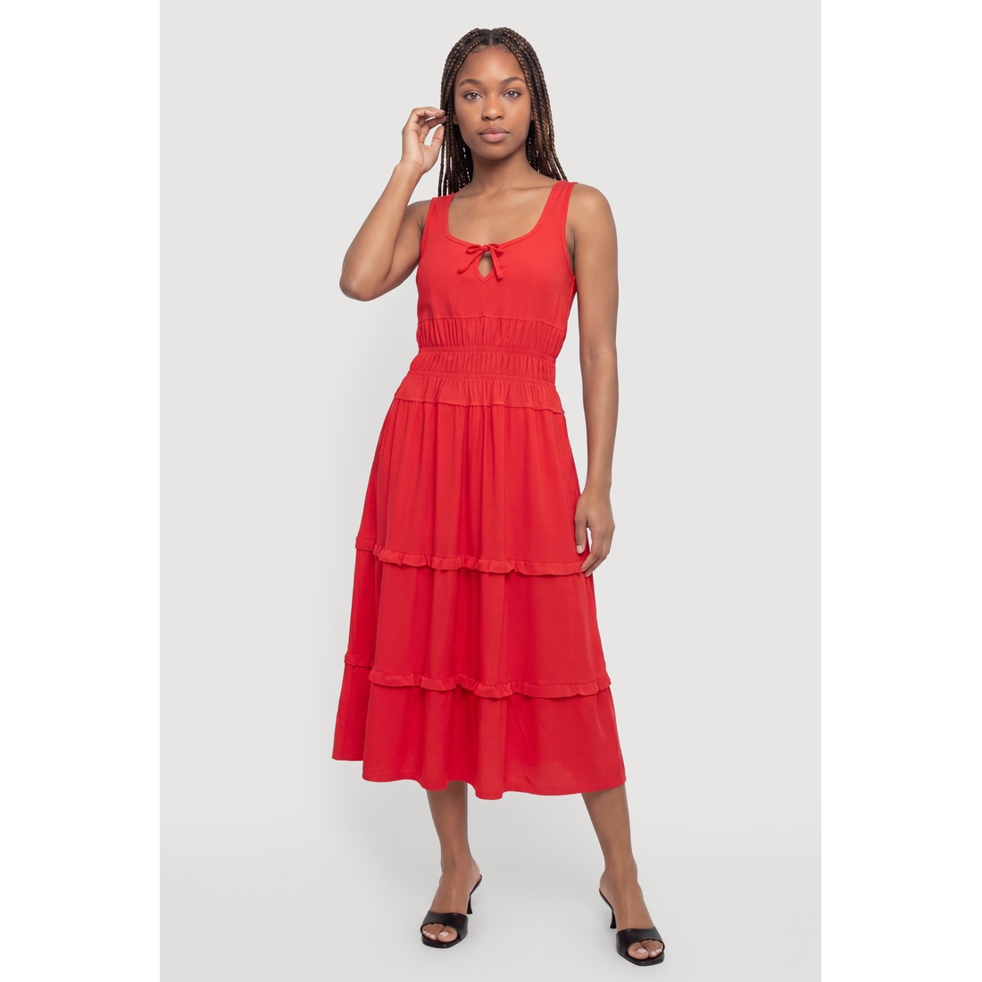 ruffle trim midi dress Jocelynn Ruffle Trim Midi Dress- Navy, Modest Dress, Church Dress Large / Navy