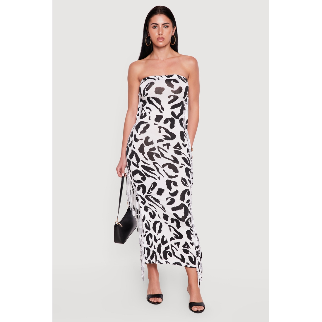 black and white tube dress Thats So Fetch | Kloe Bubble Skirt Strapless Mini Dress | White/Black