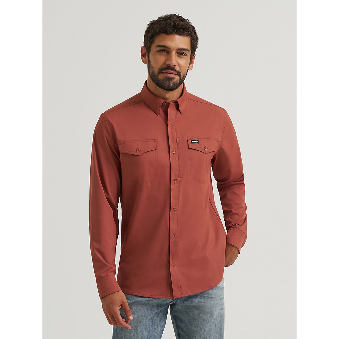Wrangler Men's Long Sleeve Pocket T-Shirt With UPF 30 – Moisture