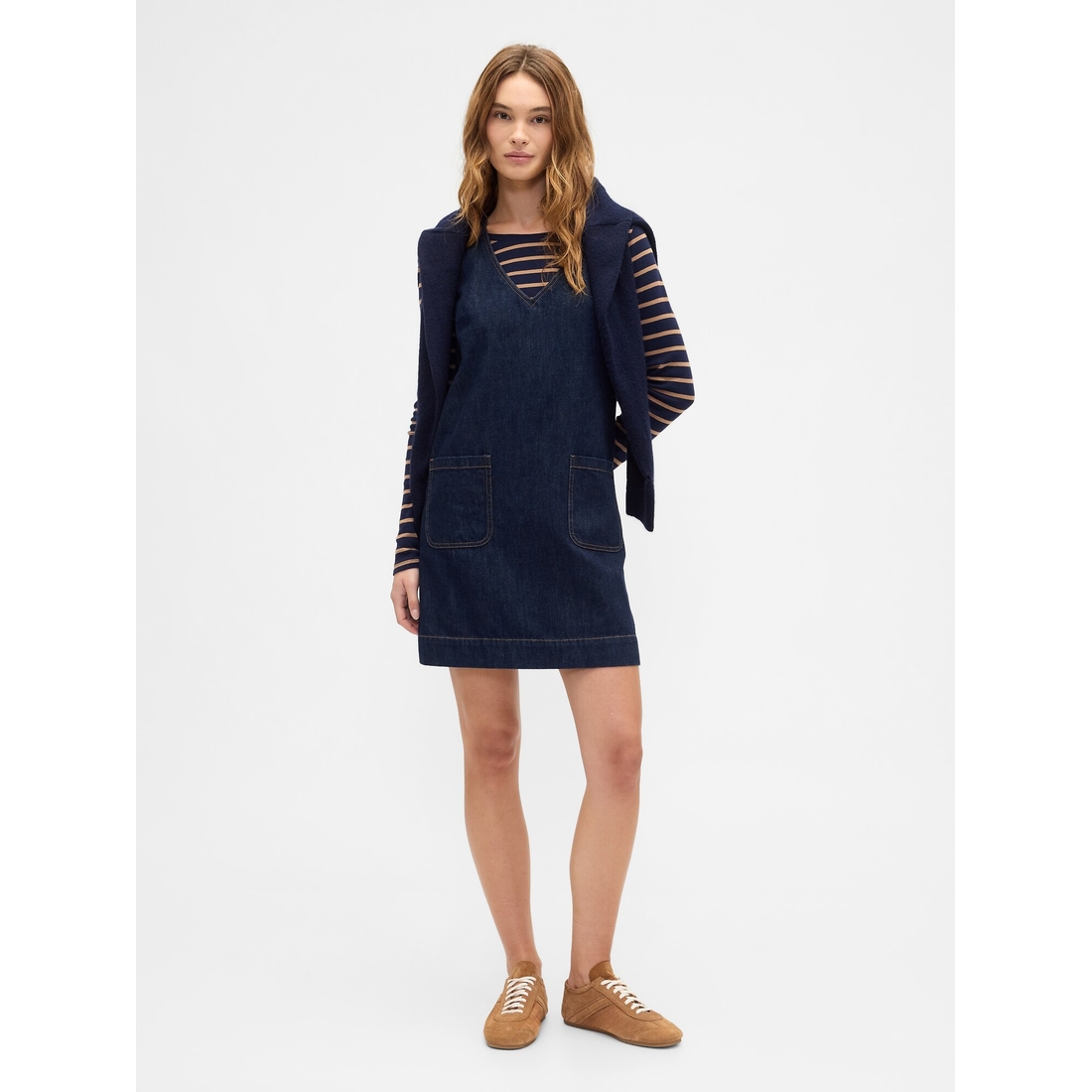 Denim V-Neck Mini Dress available now at Rio Grande Valley Premium Outlets