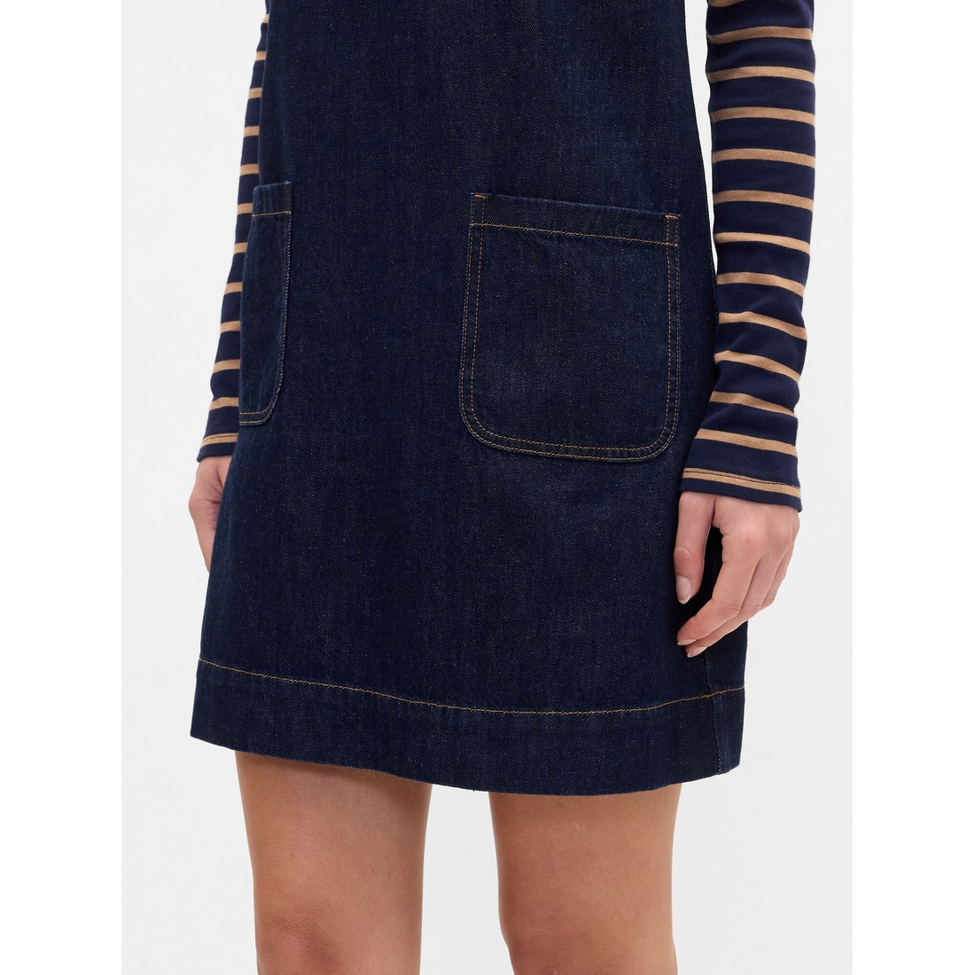 v neck denim pinafore dress Pilcro Sleeveless V-Neck Denim Pinafore Mini Dress
