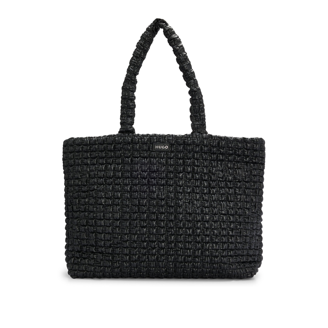 Faux-leather quilted-effect shopper bag with logo trim Faux-leather quilted-effect shopper bag with logo trim
