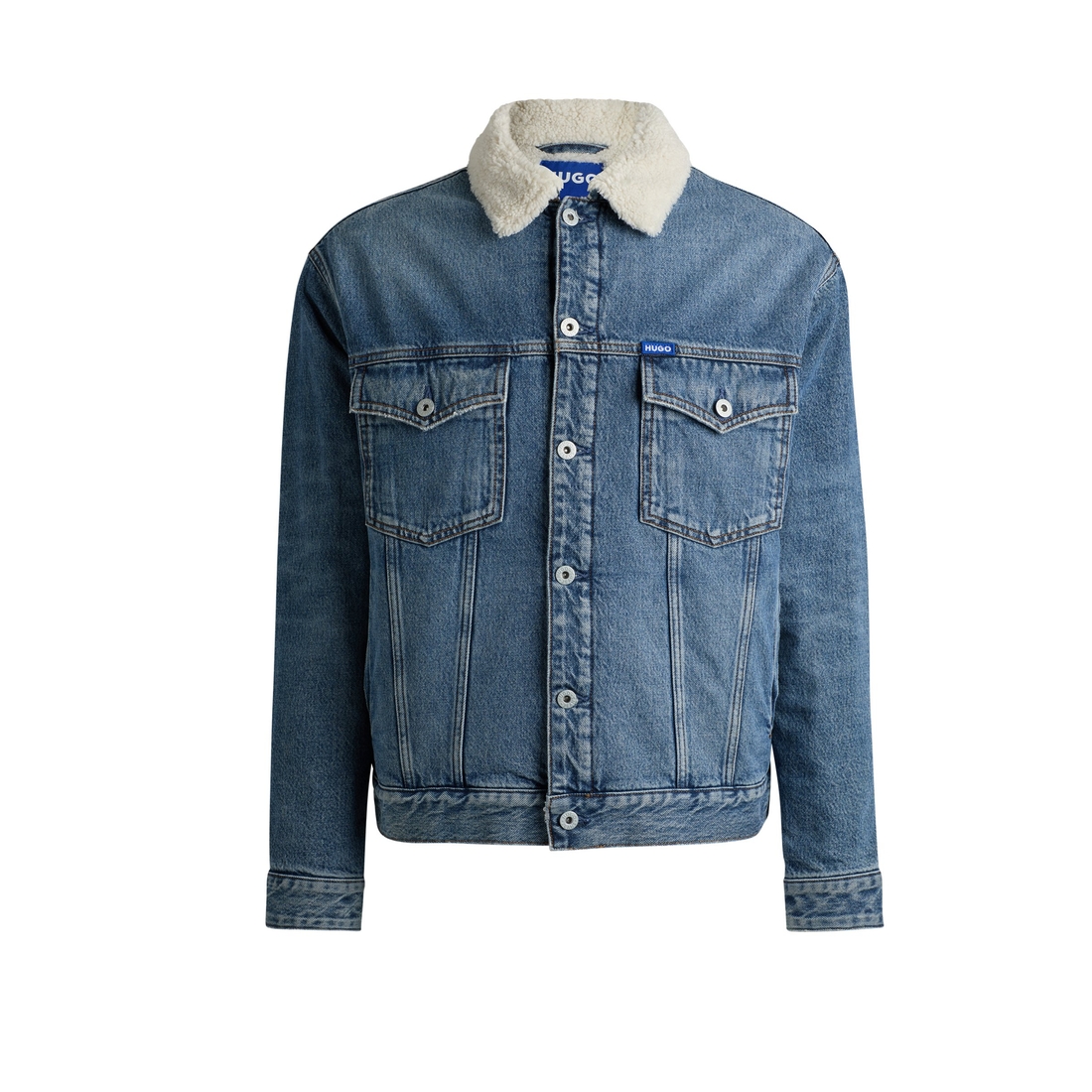 Regular-fit denim jacket with faux-fur lining available now Regular-fit denim jacket with faux-fur lining available now