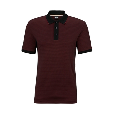 Mercerized-cotton slim-fit polo shirt with houndstooth