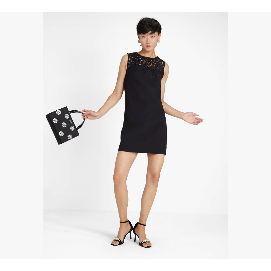 Ribbon Lace Applique Crepe Dress available now at Petaluma