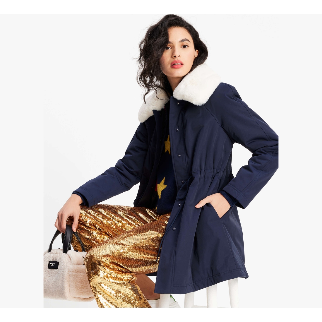 Cinch Waist Faux Fur Coat available now at Wrentham Village