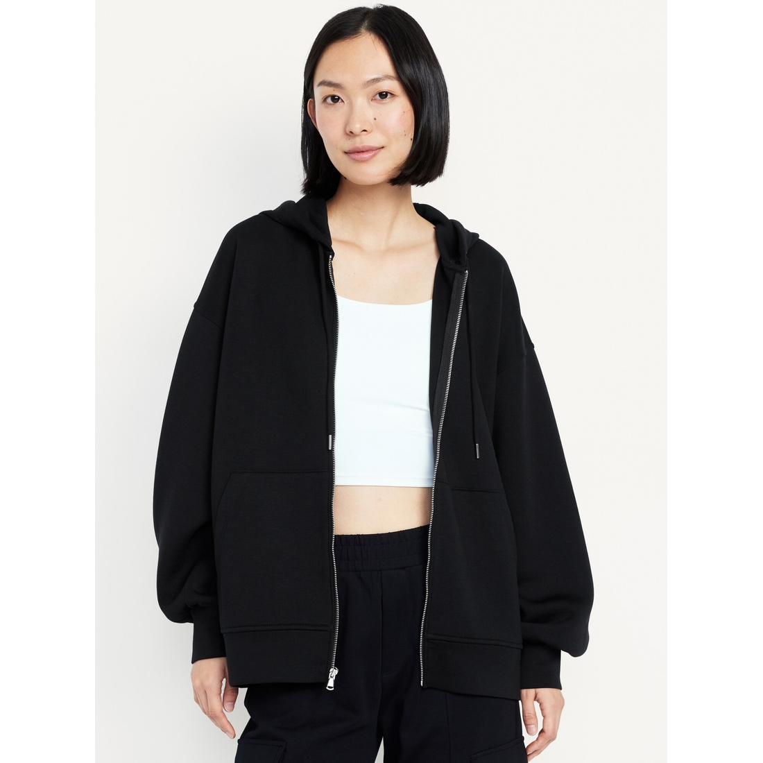 Oversized Bounce Fleece Zip Tunic Hoodie Sweatshirt Oversized Bounce Fleece Zip Tunic Hoodie Sweatshirt