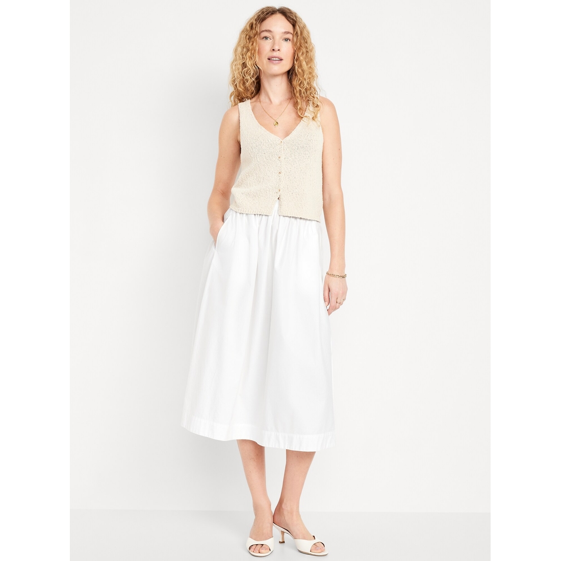 High-Waisted A-Line Midi Skirt available now at South Shore Plaza®