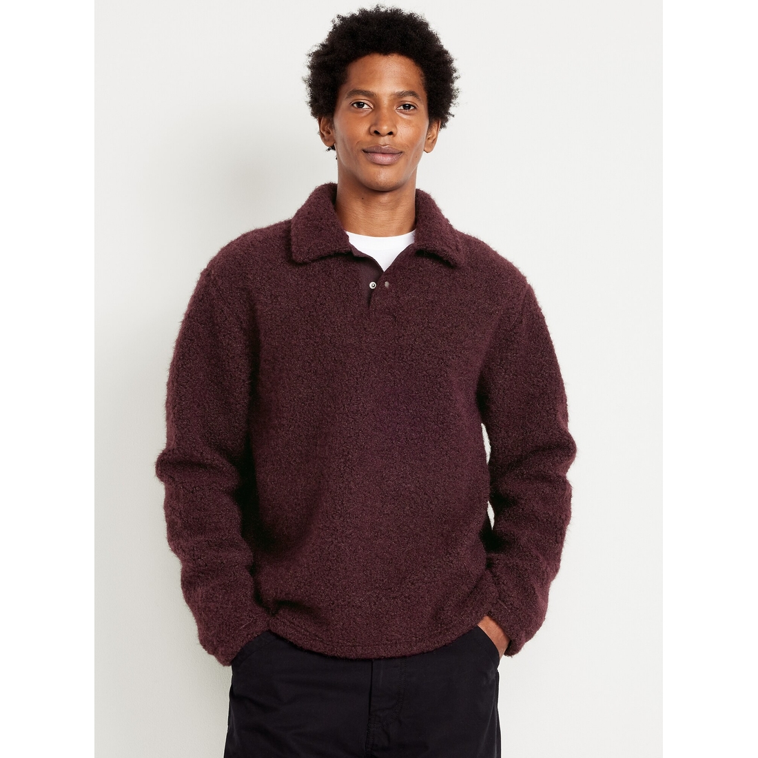 Bouclé Sherpa Polo available now at Barton Creek Square