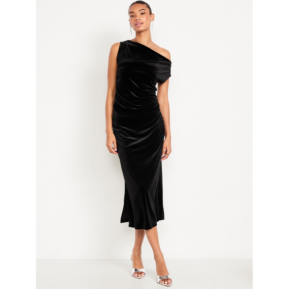 High-Waisted Ruched Velvet Midi Skirt available now at Del Amo Fashion  Center