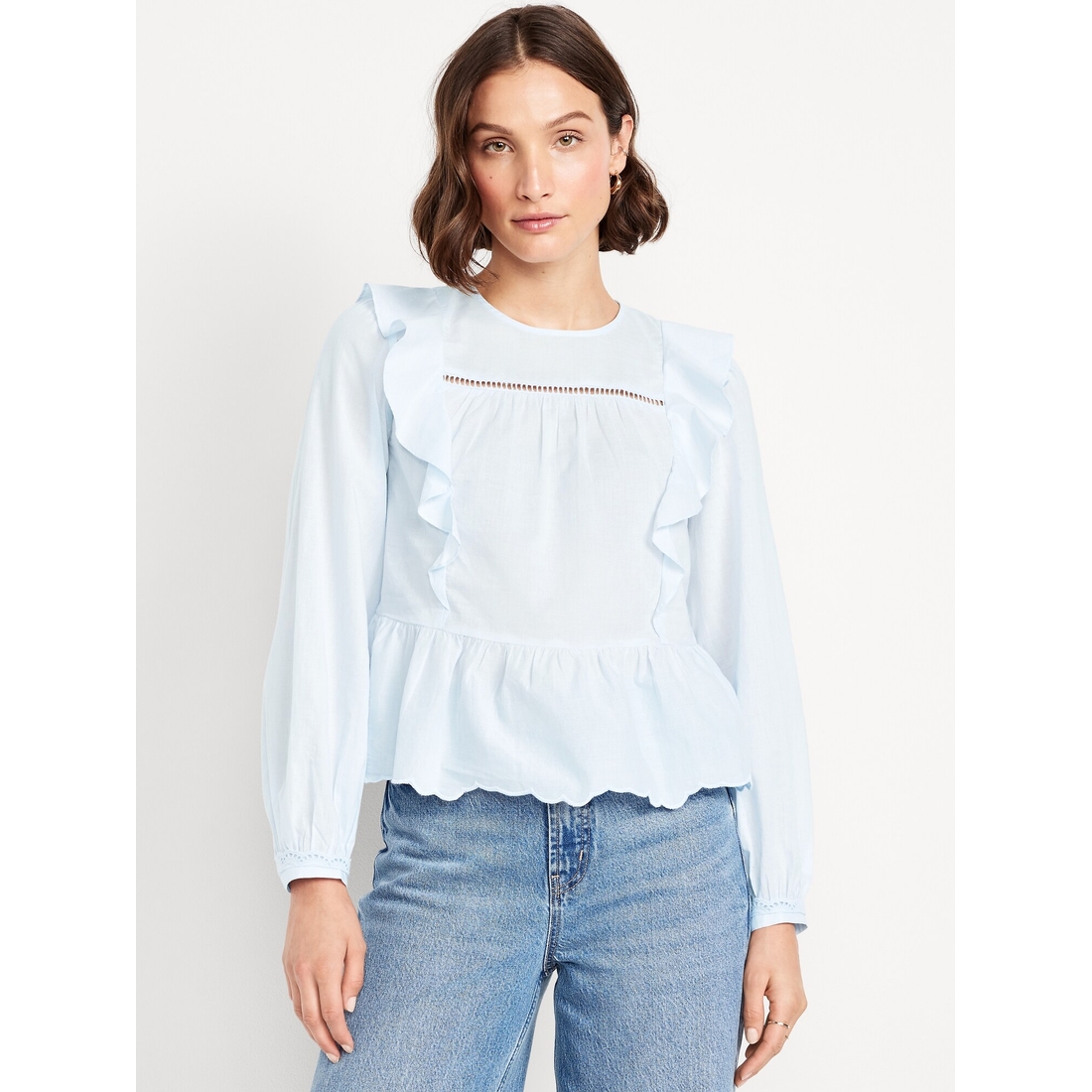 High-Neck Ruffle Peplum Top available now at Dover Mall®