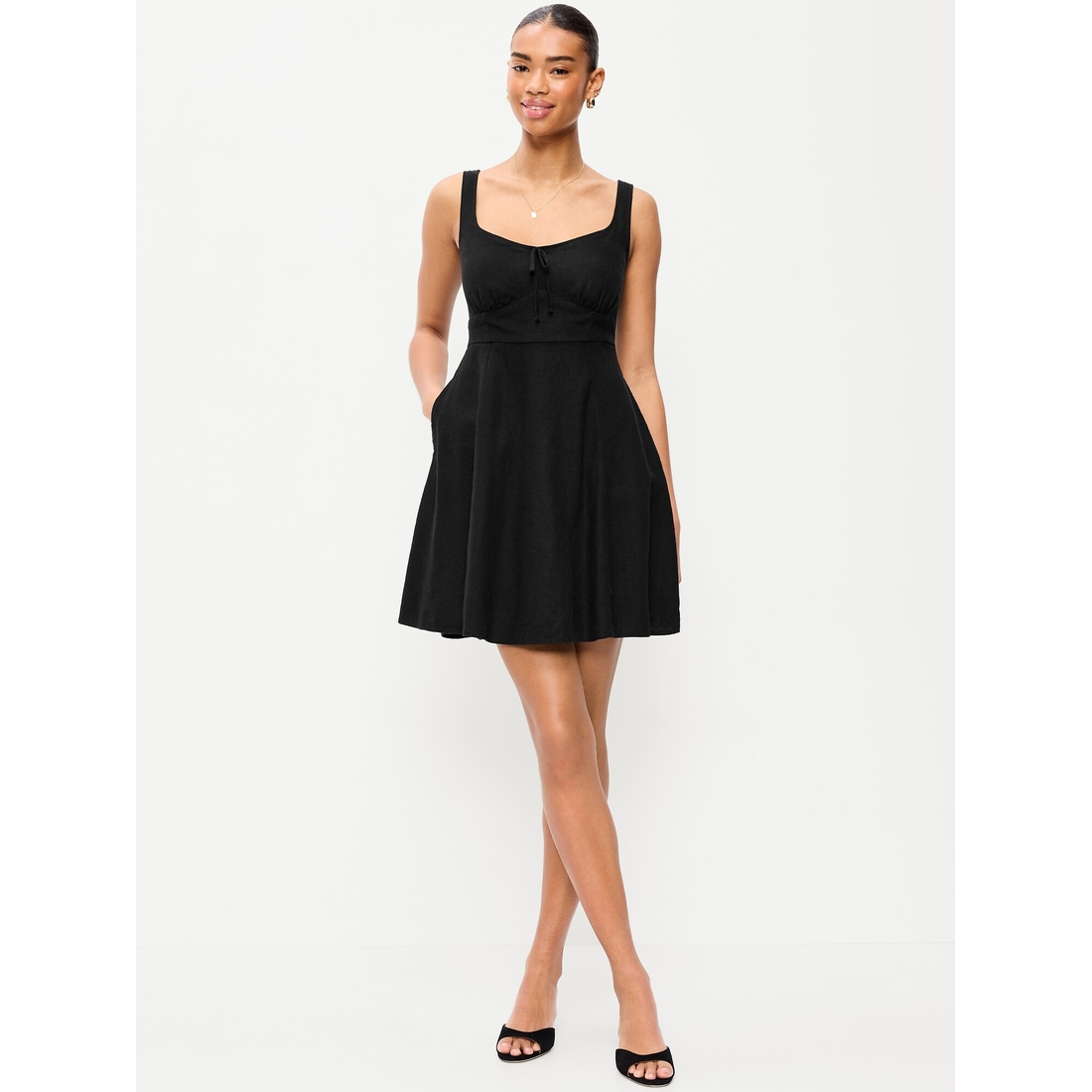 chinese dress ladies Mille Isla Dress in Black Linen XXS main image 1