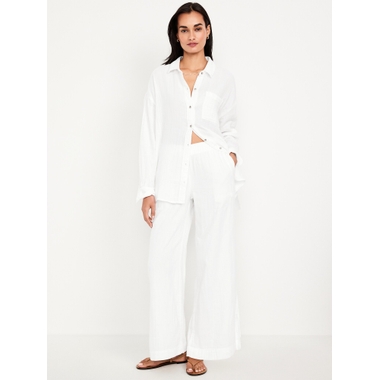 Extra High-Waisted Poplin Taylor Wide-Leg Trouser Pants