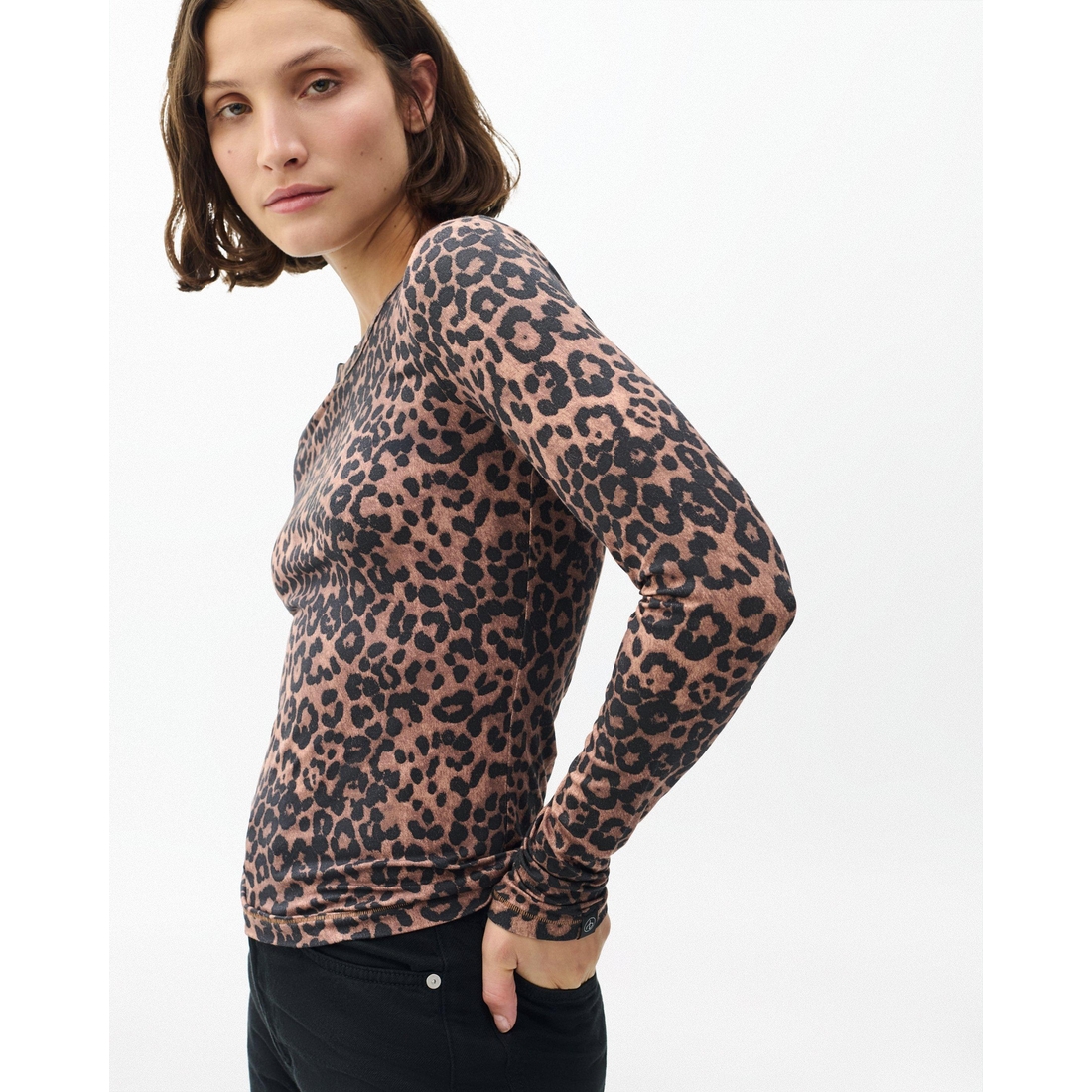 Luca Leopard-print Long-sleeve Tee available now at Woodbury