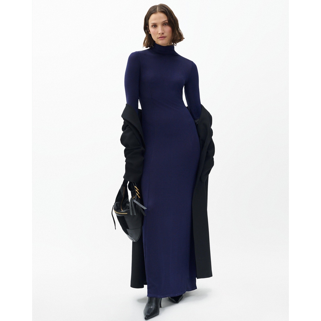 chinese dress ladies Emerald Metallic Long Sleeve Shirring Maxi Dress  Aquarius Brand