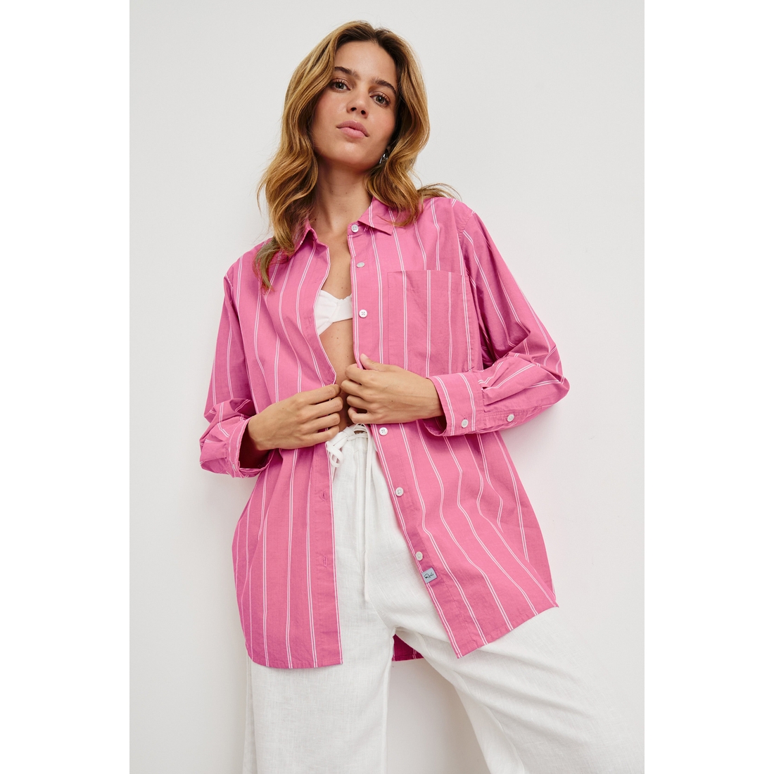 ELSA SHIRT - HIBISCUS WHITE STRIPE available now at Stanford