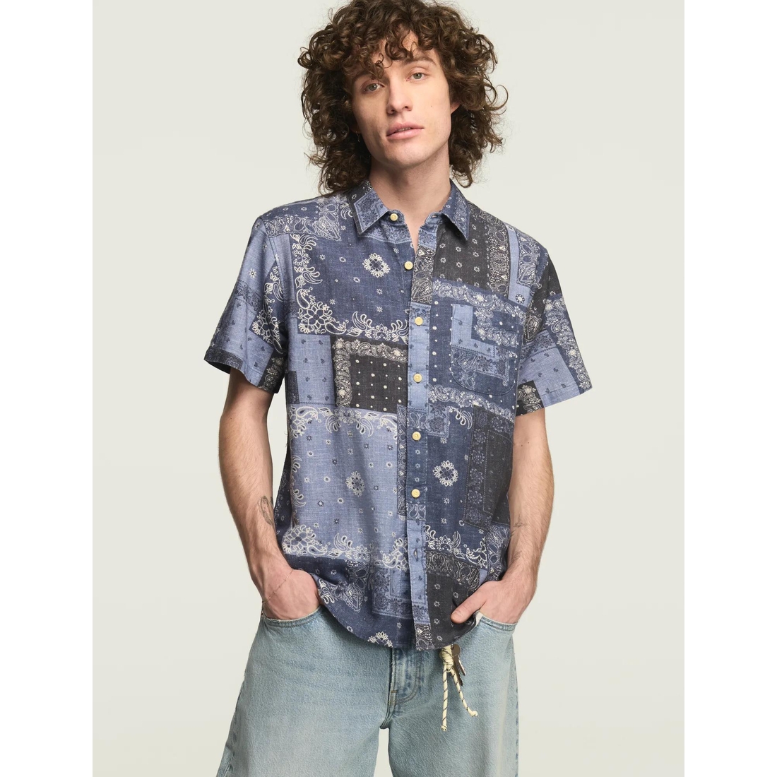 blue bandana dress shirt Bandana Long Sleeve Shirt M / Navy