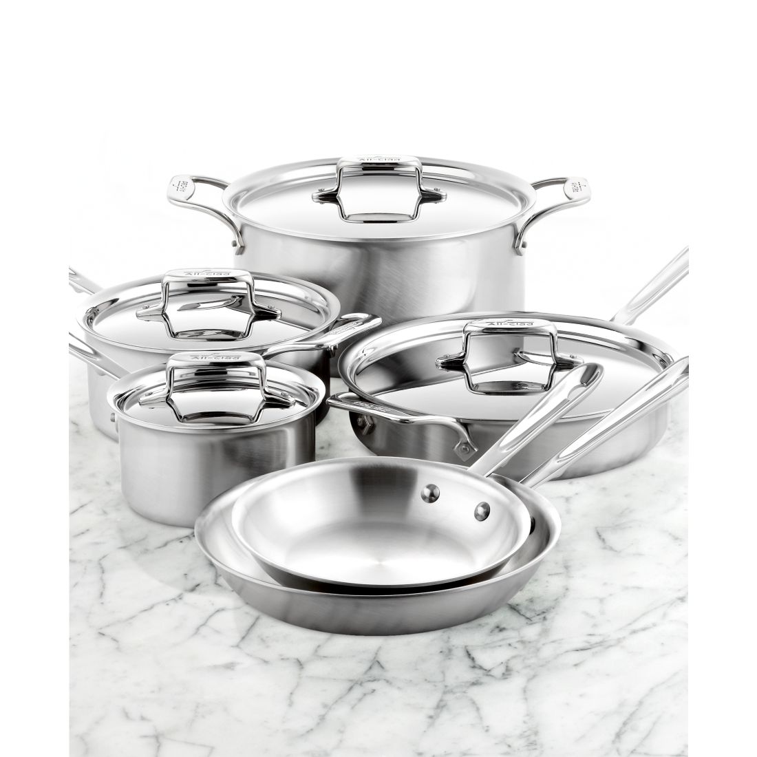 All-clad D5 Brushed Stainless Steel Cookware Set, 10 Piece Set