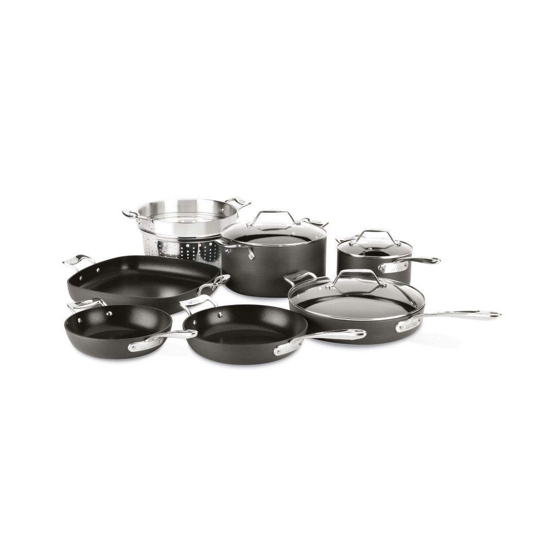 All-clad Essentials Hard Anodized Nonstick Cookware Set, 10 piece