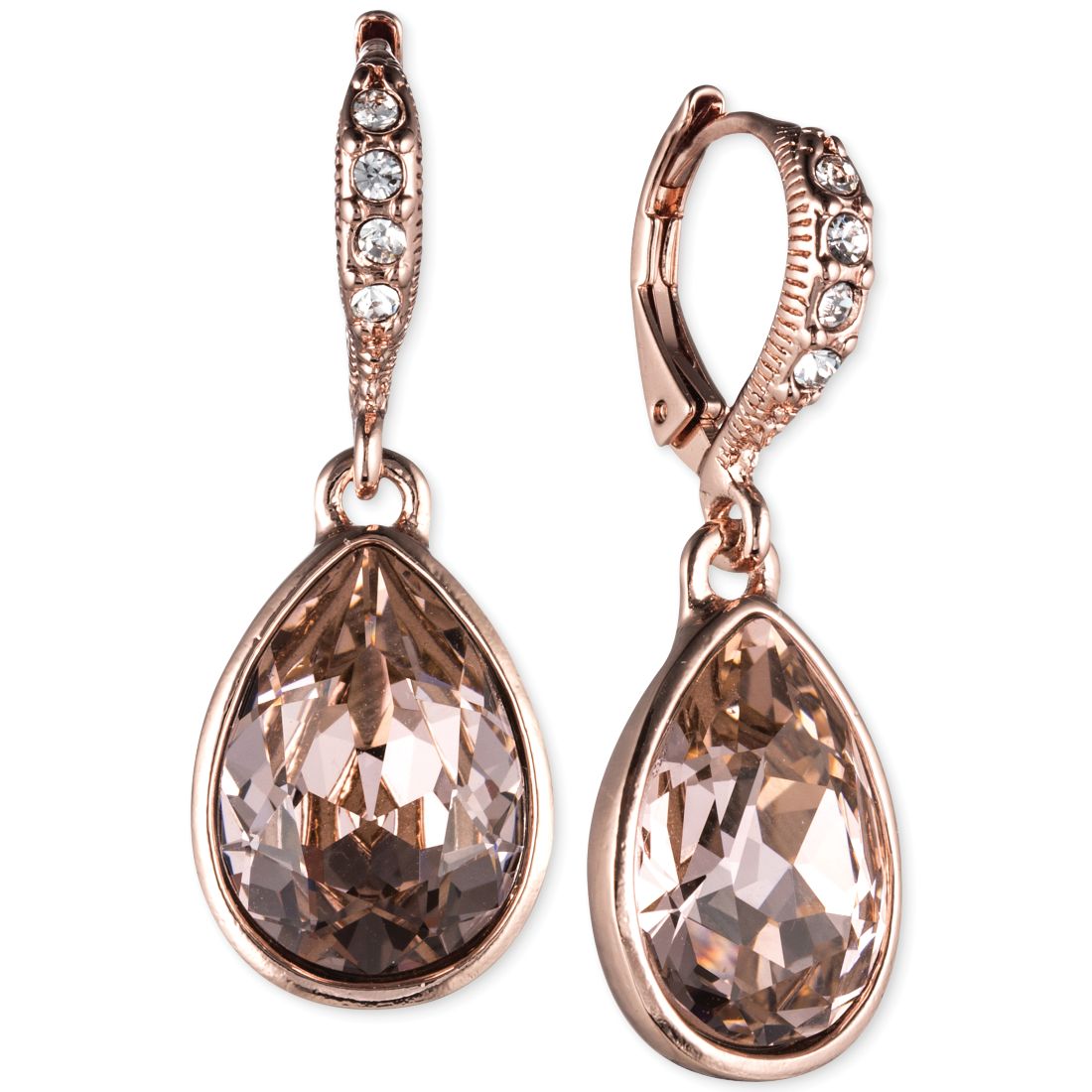 Givenchy Rose Gold-Tone Crystal Drop Earrings