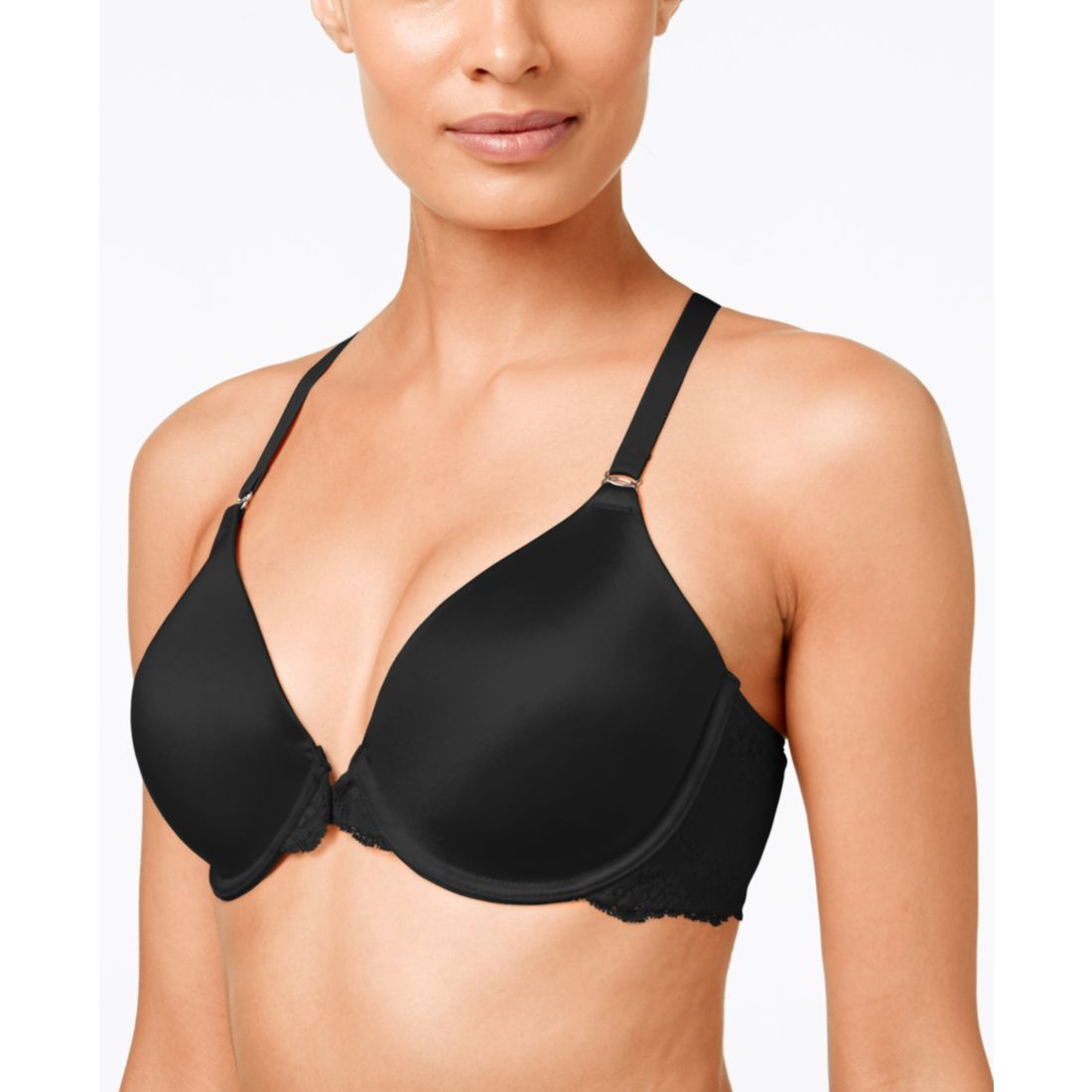 Maidenform One Fab Fit Lace T-Back Shaping Underwire Front Close Bra 7112