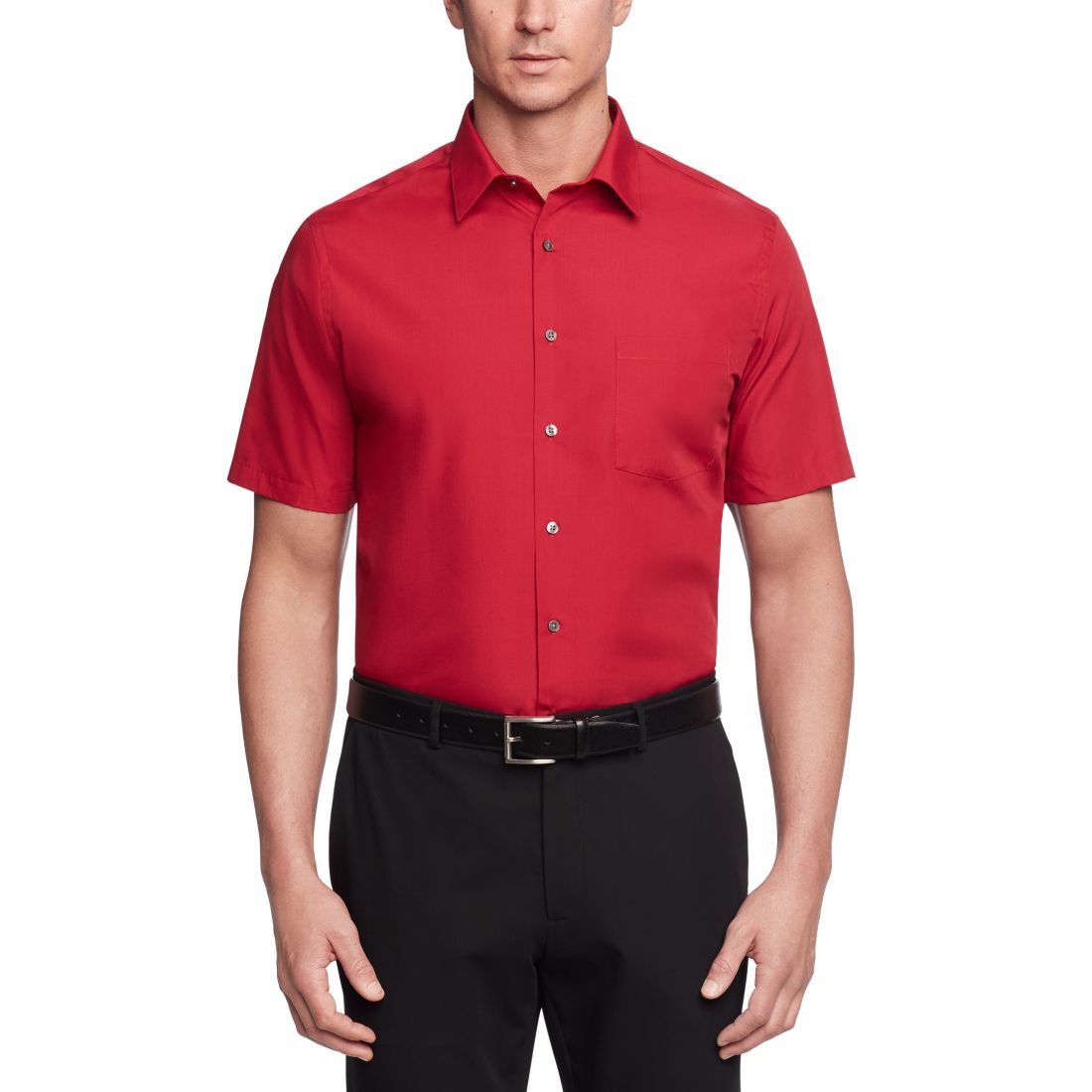 Van Heusen Poplin Solid Short-Sleeve Dress Shirt