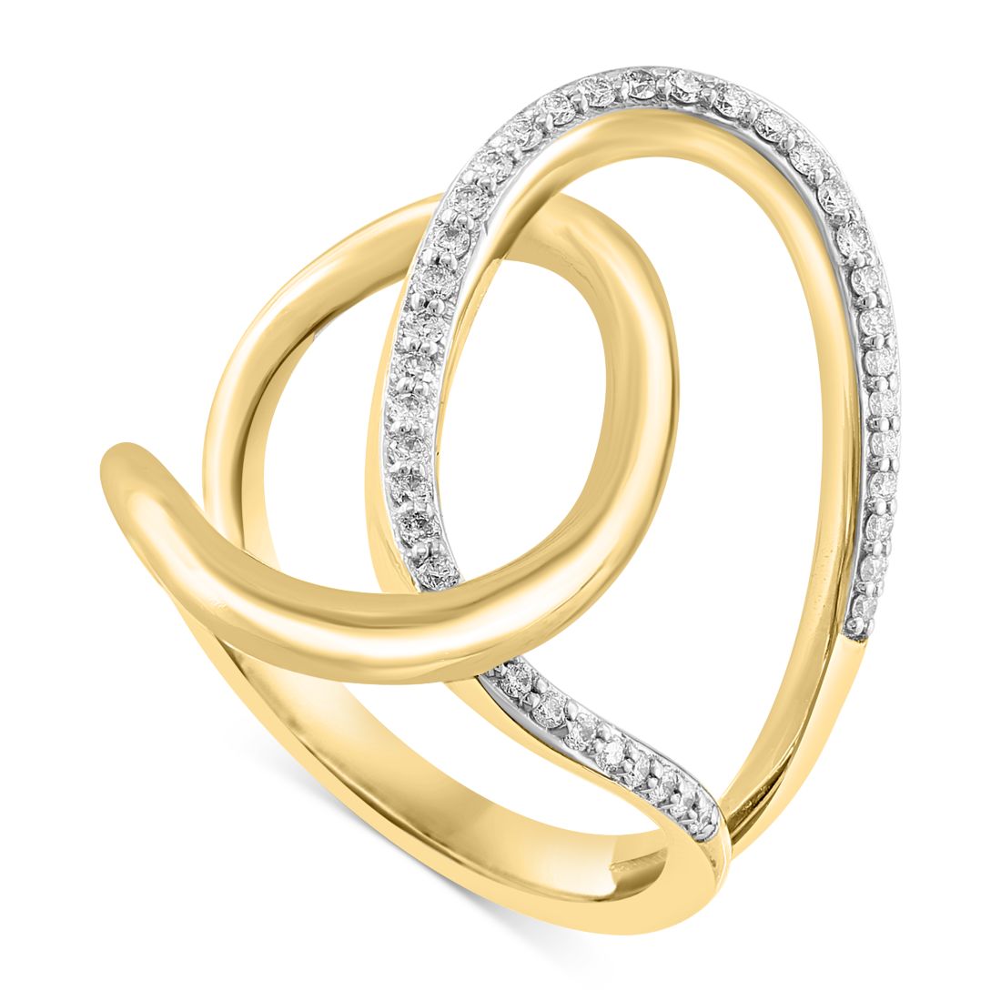 Effy Collection Effy Diamond Interlocking Loop Abstract Statement Ring (1/4 ct. t.w.) in Yellow Gold