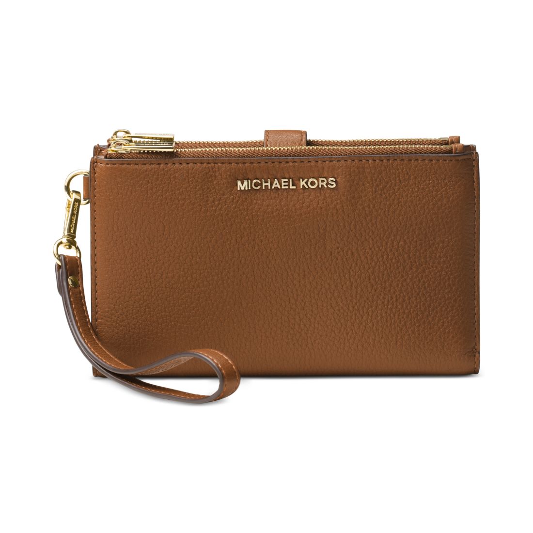 Michael Kors Michael Michael Kors Adele Double-Zip Pebble Leather Phone Wristlet