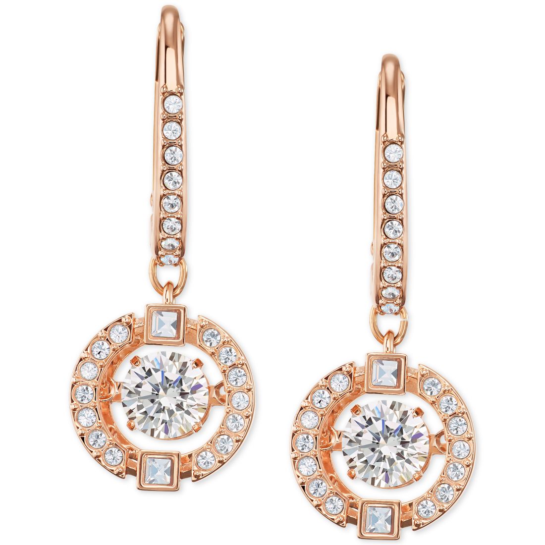 Swarovski Silver-Tone Caged Crystal Drop Earrings