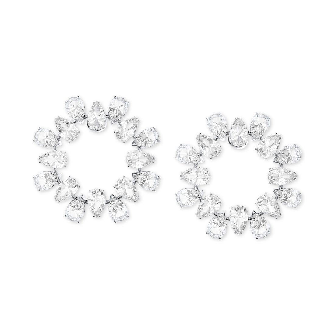Swarovski Silver-Tone Crystal Circle Stud Earrings