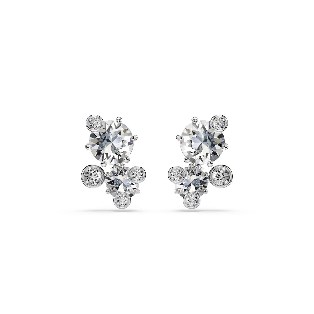 Swarovski Constella Rhodium Plated Stud Earrings - Silver, Clear