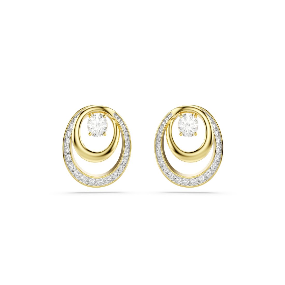 Swarovski Gold-Tone Plated Glittering Pave Stud Earrings