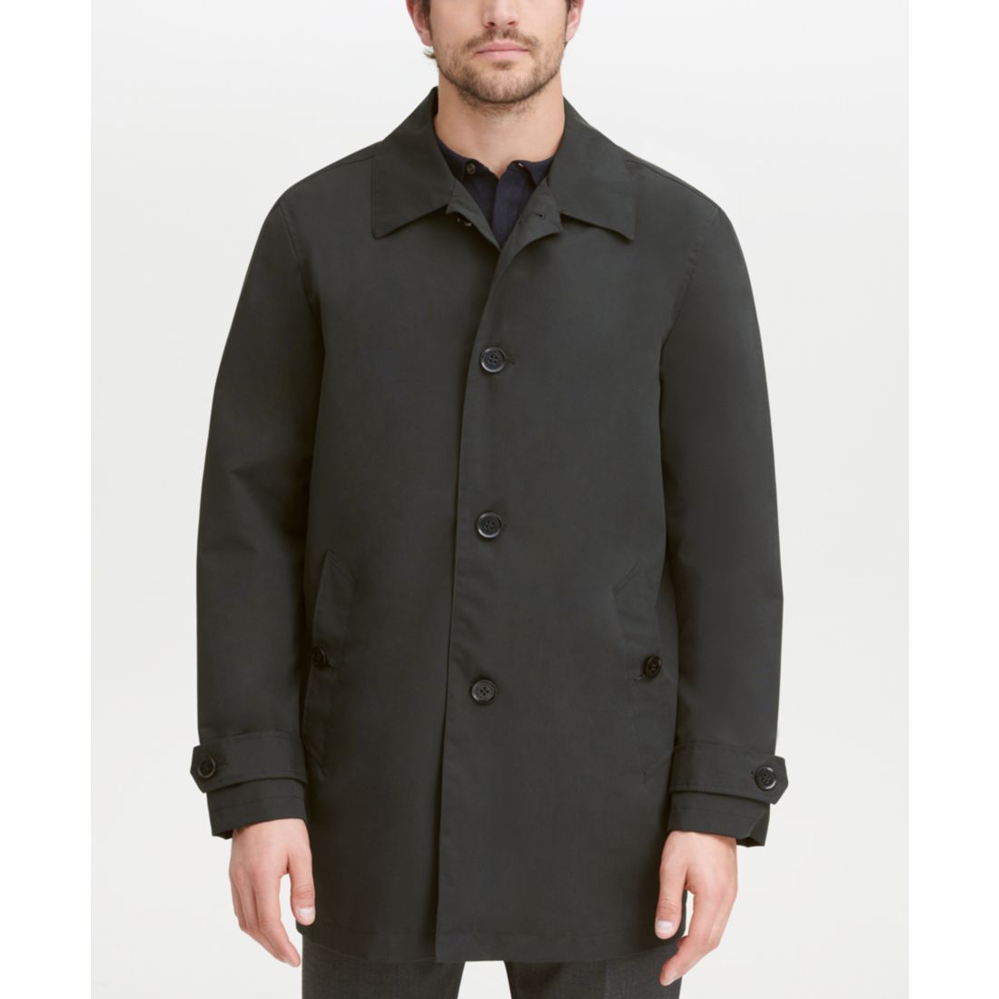 Cole Haan Men's Button-Front Water Resistant Rain Coat