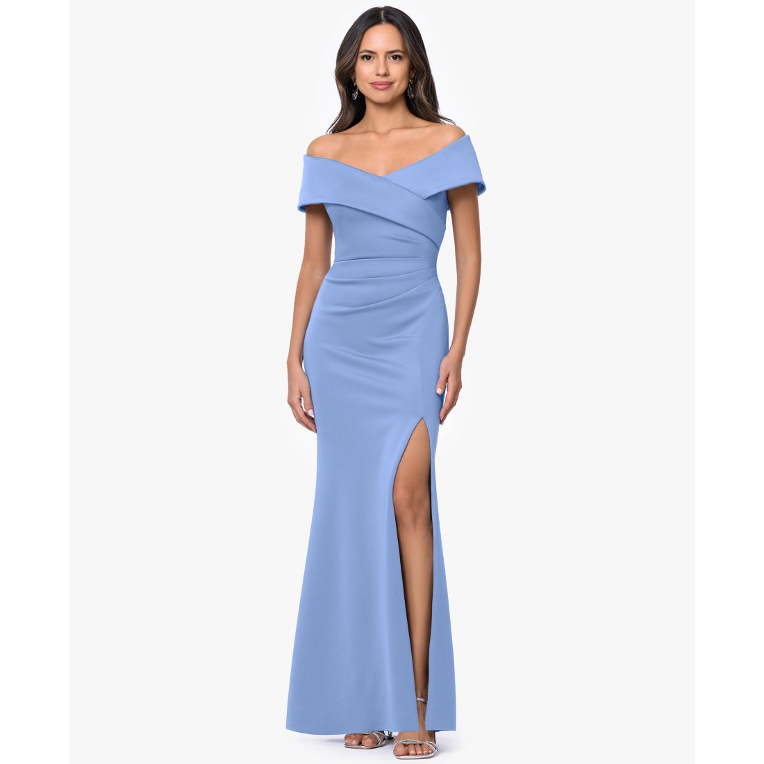 Xscape Women's Off-The-Shoulder Side-Slit Gown