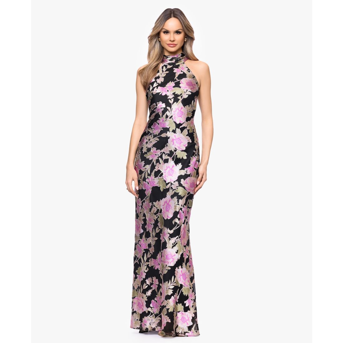 Xscape Women's Halter Neck Printed Gown