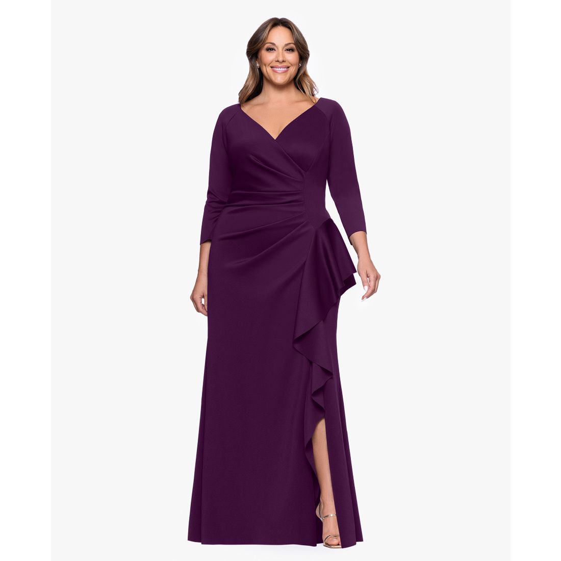 Xscape Plus Size V-Neck Long Sheath Dress