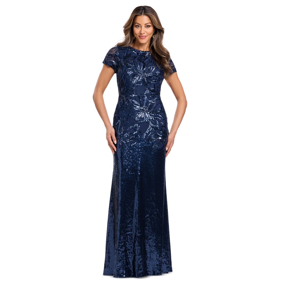 Xscape Women's Sequin Cap Sleeve Gown