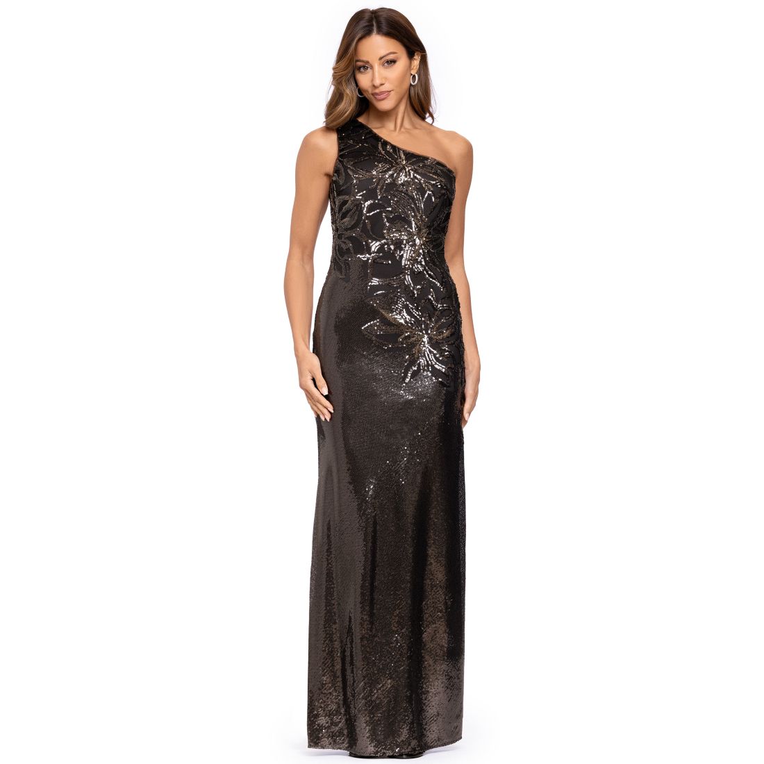 Xscape Women's Long Sequin One Shoulder Dress