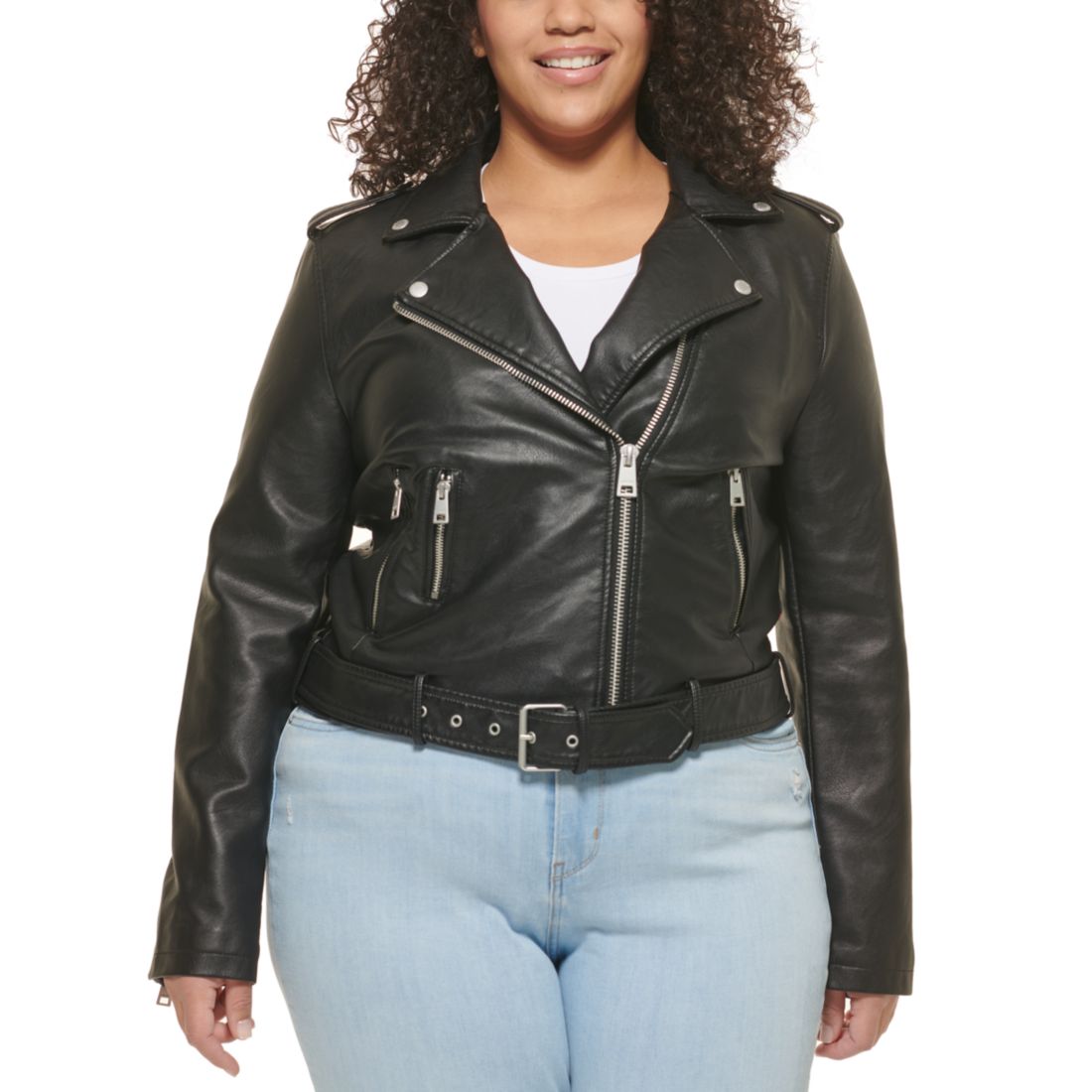 Levi's Plus Size Faux Leather Belted Motorcycle Jacket