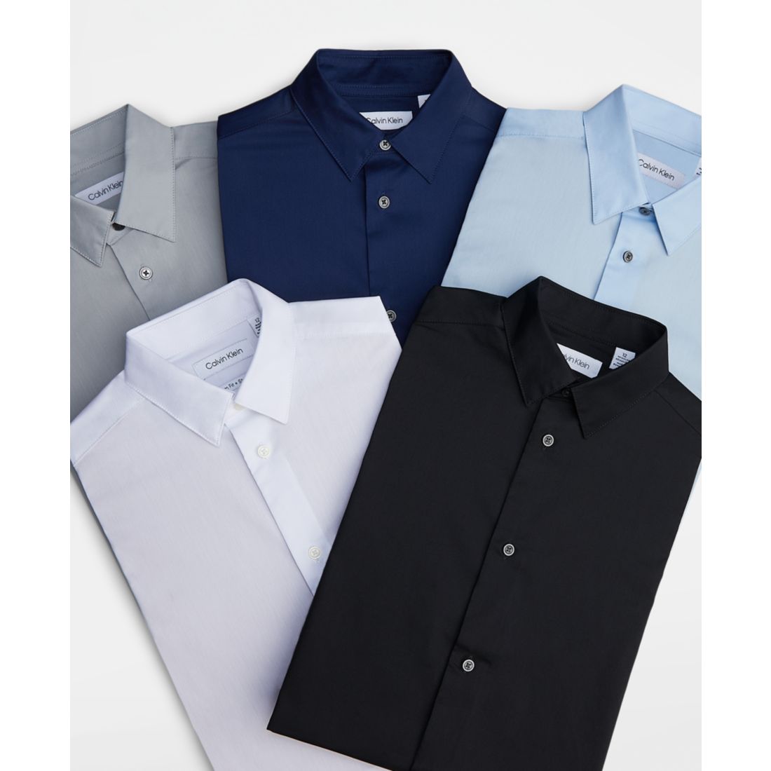 Calvin Klein Big Boys Slim Fit Solid Stretch Poplin Dress Shirt