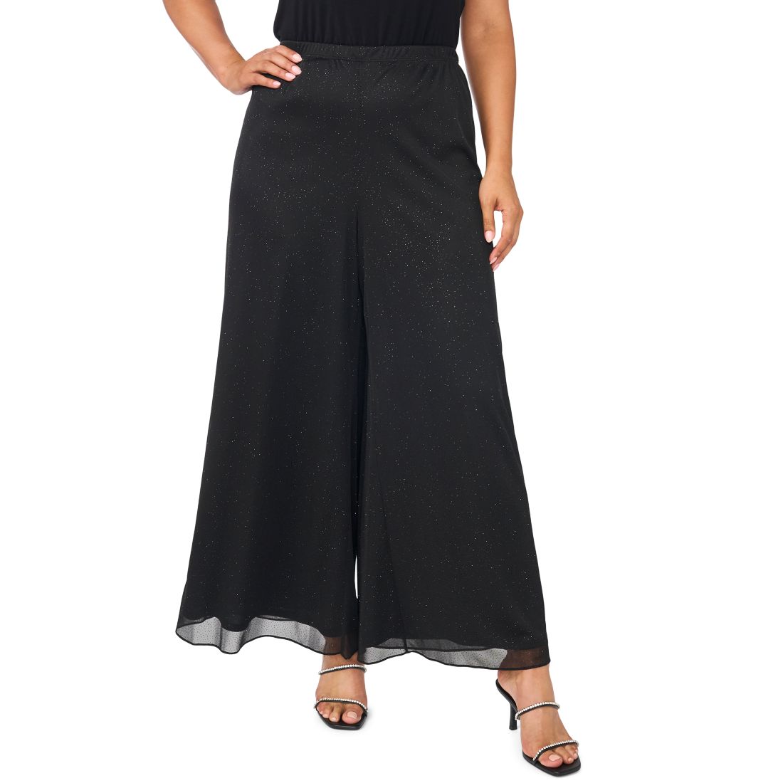Msk Plus Size Sparkle Mesh Mid-Rise Pull-On Pants