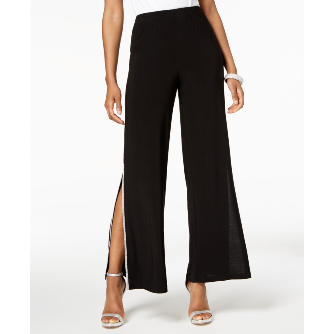 Msk Sequined Wide-Leg Pants, Regular