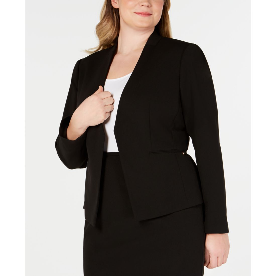 Calvin Klein Plus Size Open-Front Soft Crepe Blazer