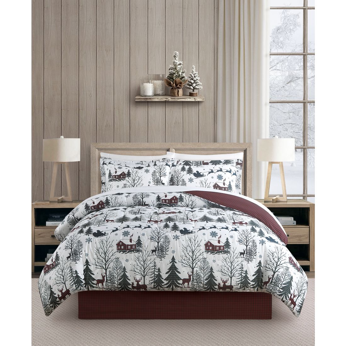 Macy's Santa Town 8-Piece Reversible Printed Microfiber Comforter Sets