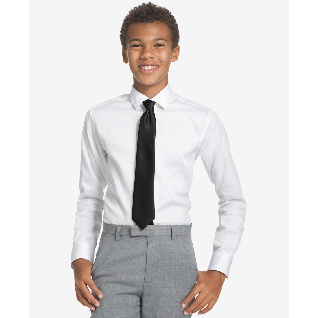 Calvin Klein Boys Solid Satin Pre-Tied Zipper Tie