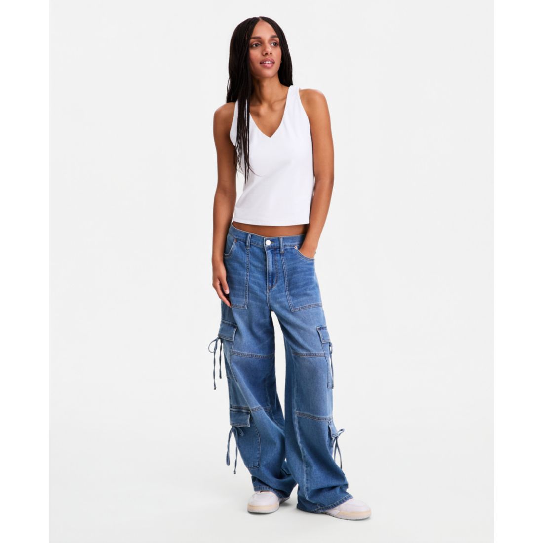 Vanilla Star Women's Bow Wide-Leg Jeans