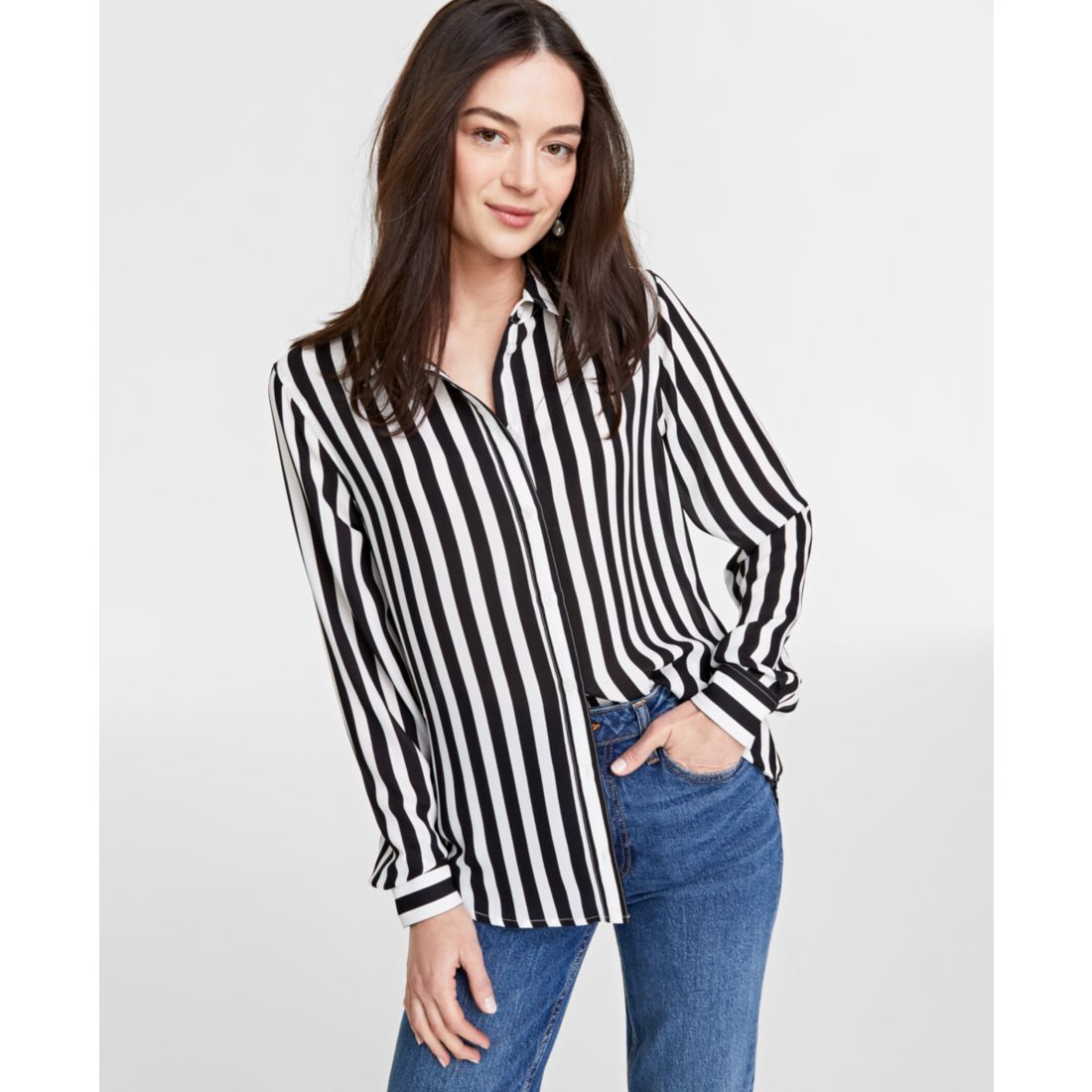 On 34th Women's Button-Front Crepe Shirt, Created for Macy's